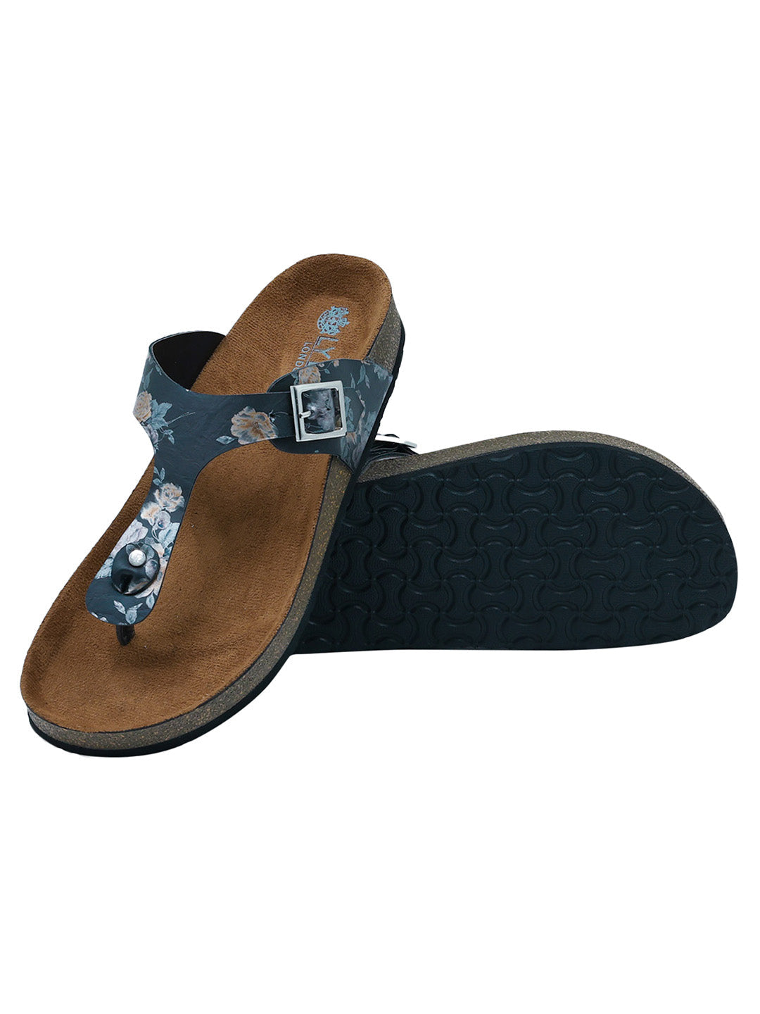 Black Flower Sandals for Women - Regent