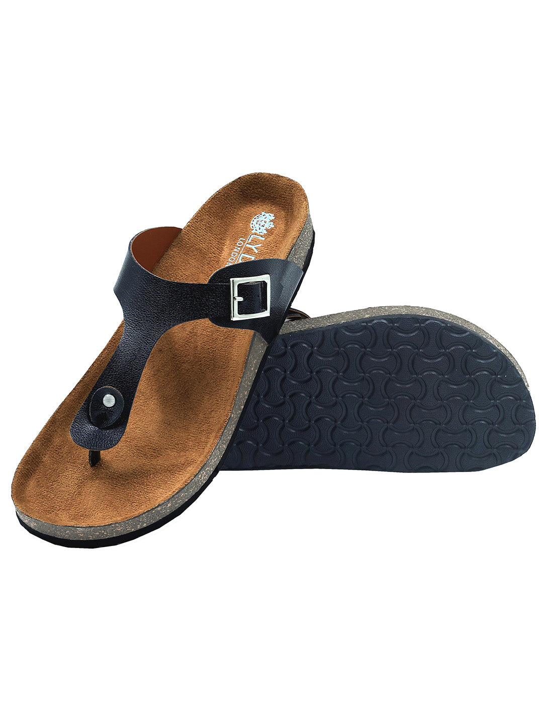 Black Plain Sandals for Women - Regent