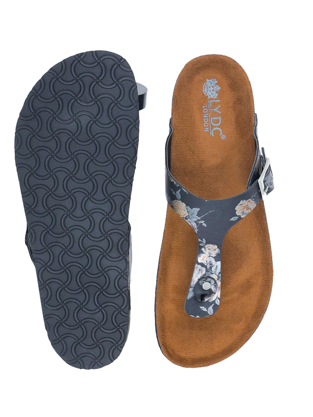 Black Flower Sandals for Women - Regent