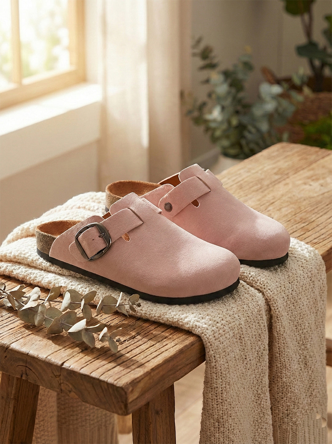 Pink Suede Clogs for Women - Brixton