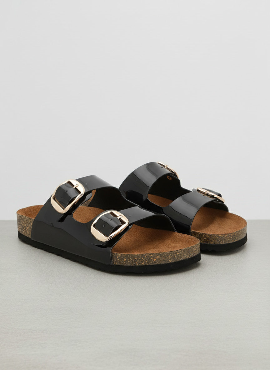 Black Patent Sandals for Women