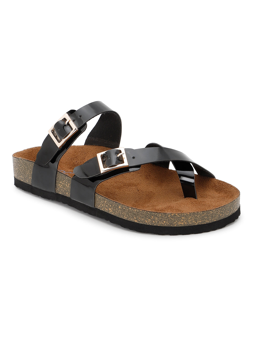 Black Patent Sandals for Women - Soho