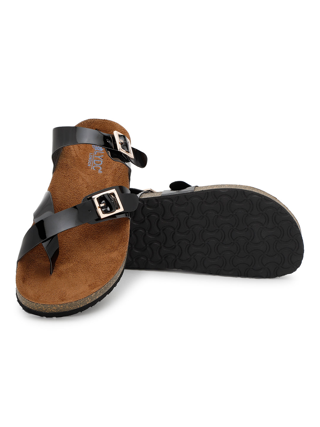 Black Patent Sandals for Women - Soho