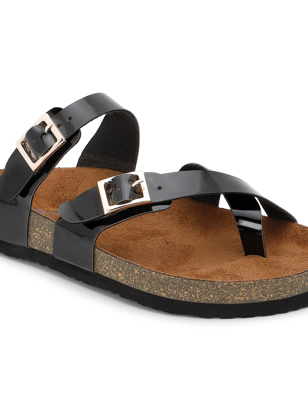 Black Patent Sandals for Women - Soho