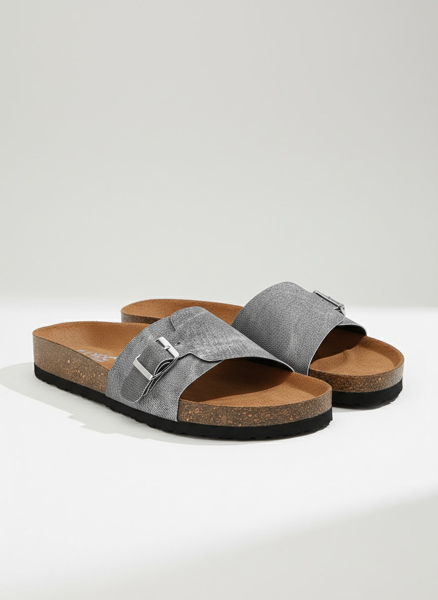 Black Denim Sandals for Women - Bristol