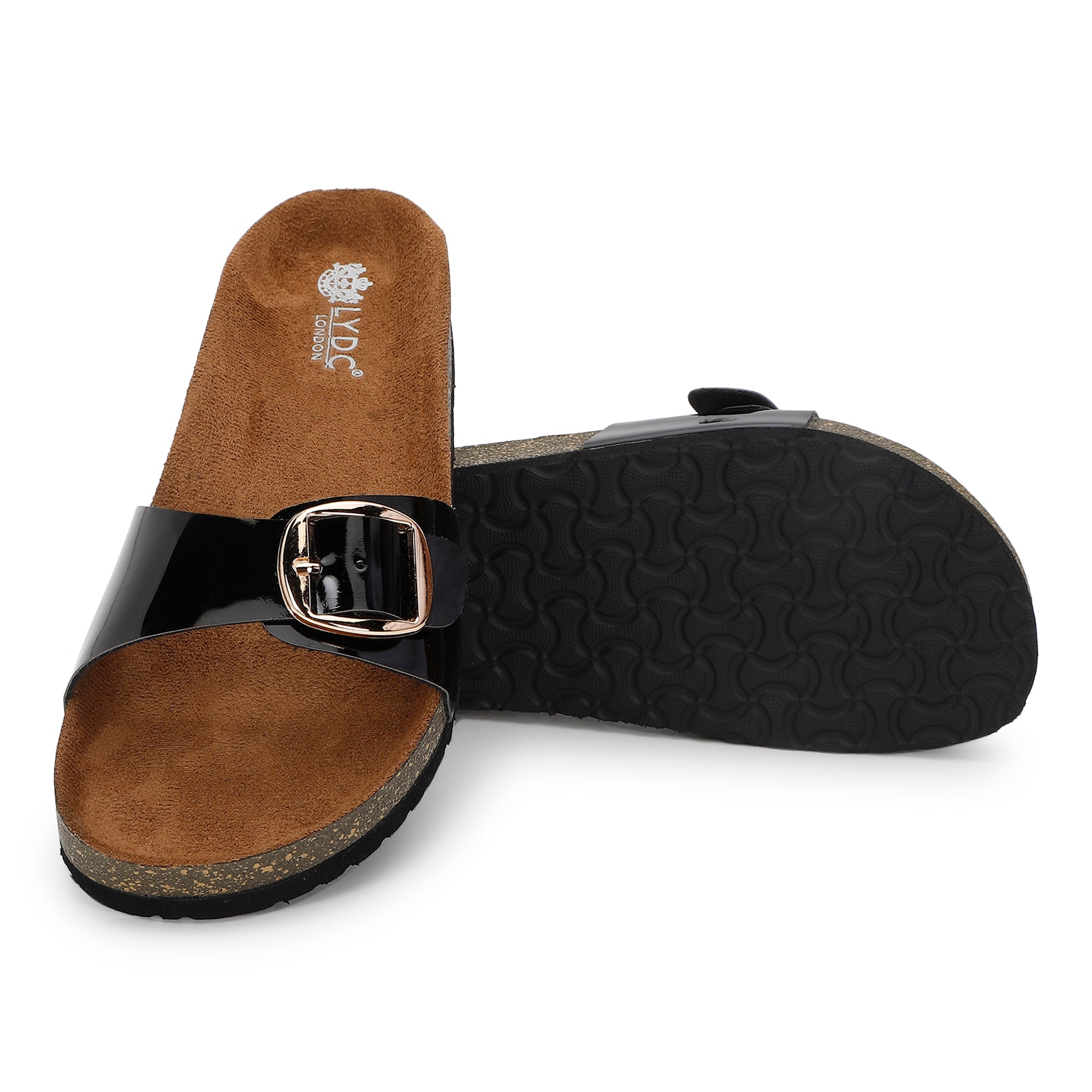 Black Patent Sandals for Women - Brighton