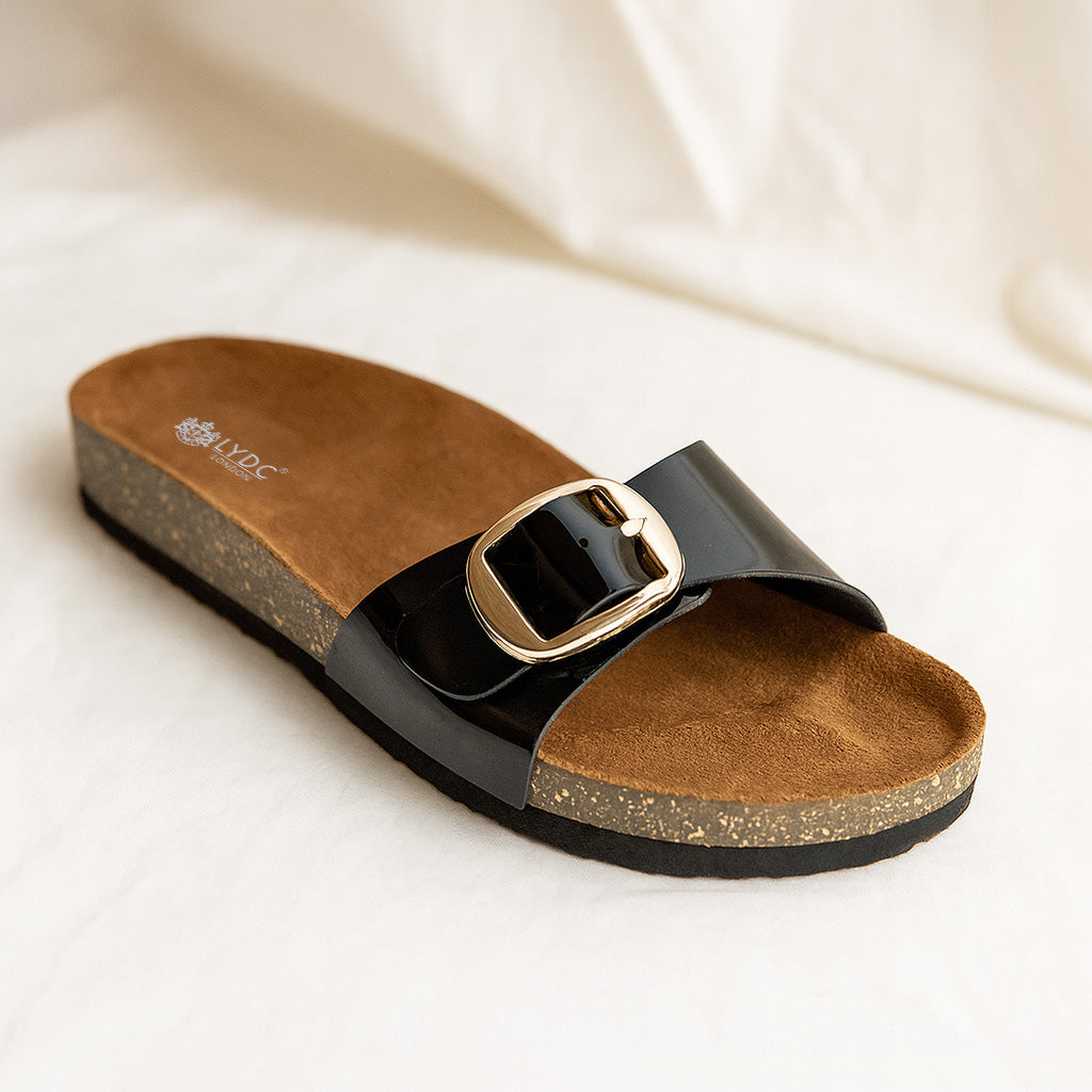 Black Patent Sandals for Women - Brighton
