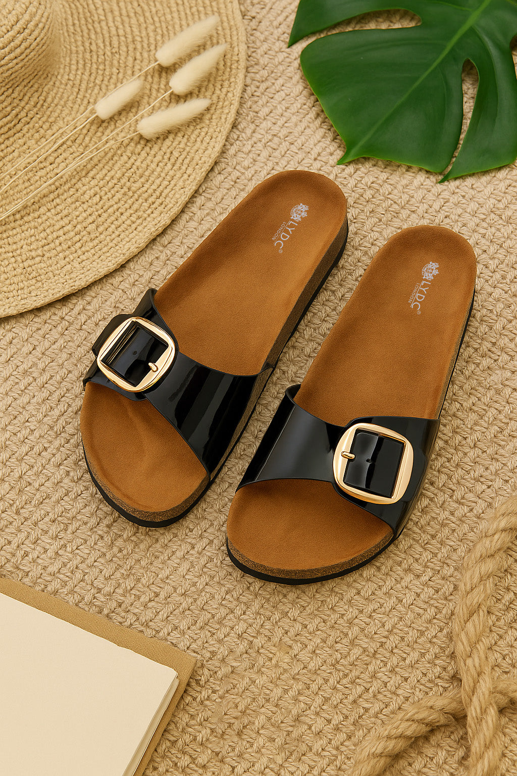 Black Patent Sandals for Women - Brighton