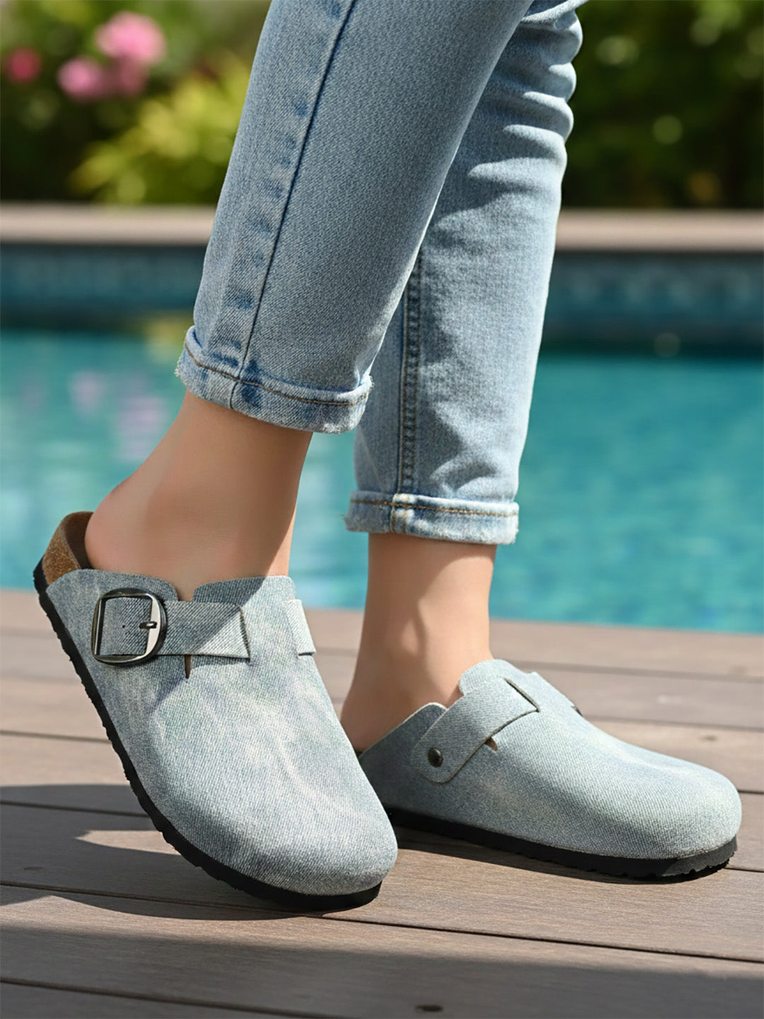 Blue Denim Clogs for Women - Brixton