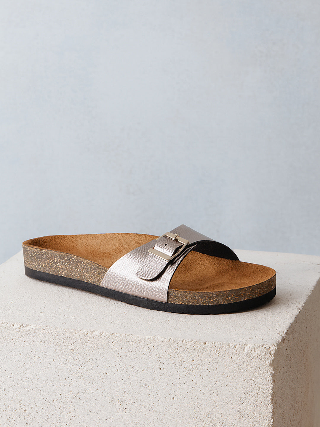 Gunmetal L Grain Sandals for Women - Camden