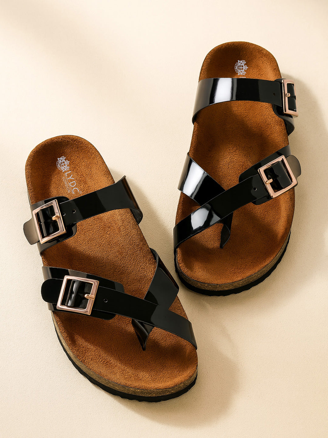 Black Patent Sandals for Women - Soho