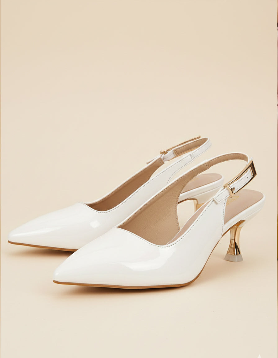 White Kitten Heels Sandals for women