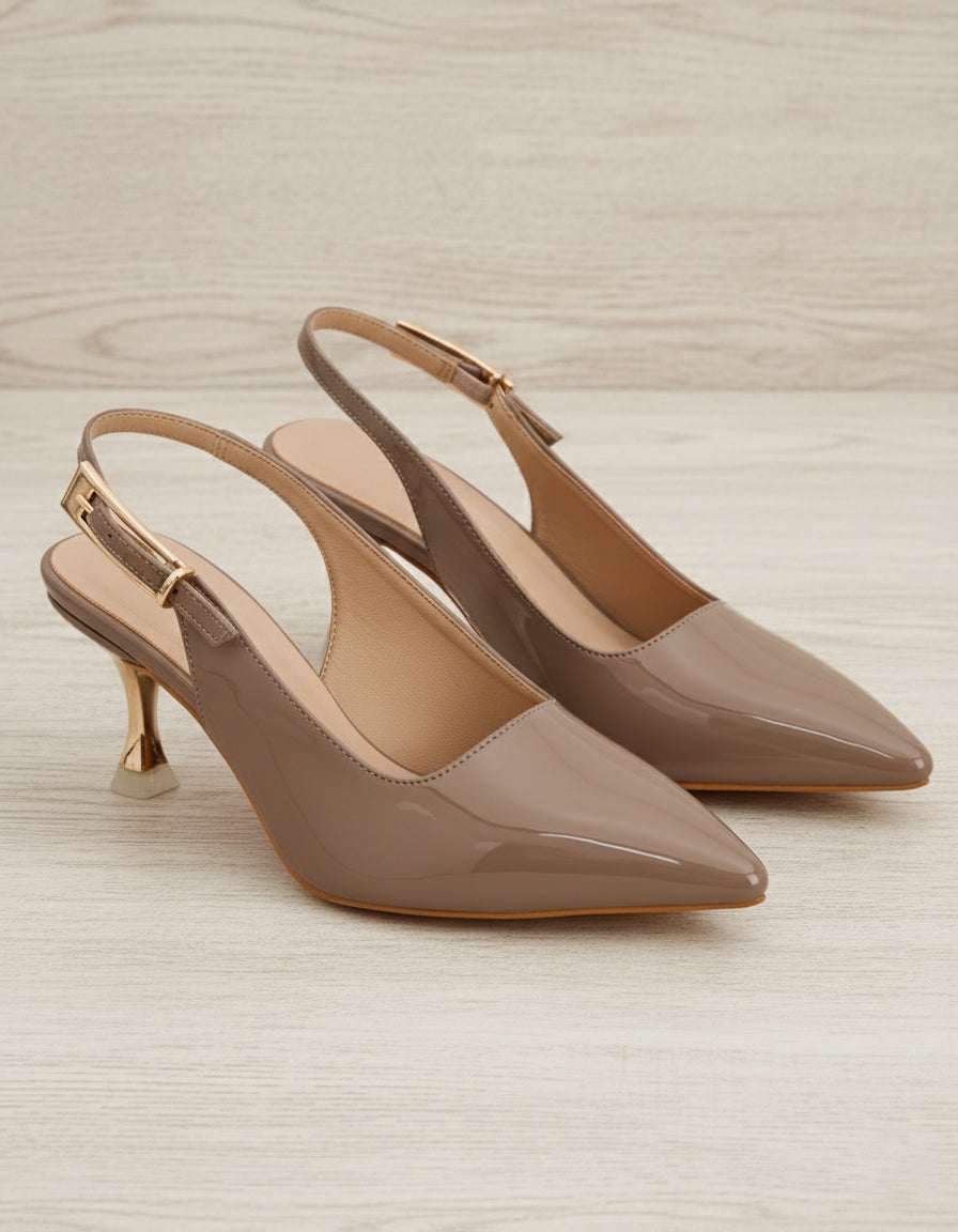 Taupe Kitten Heels Sandals for women