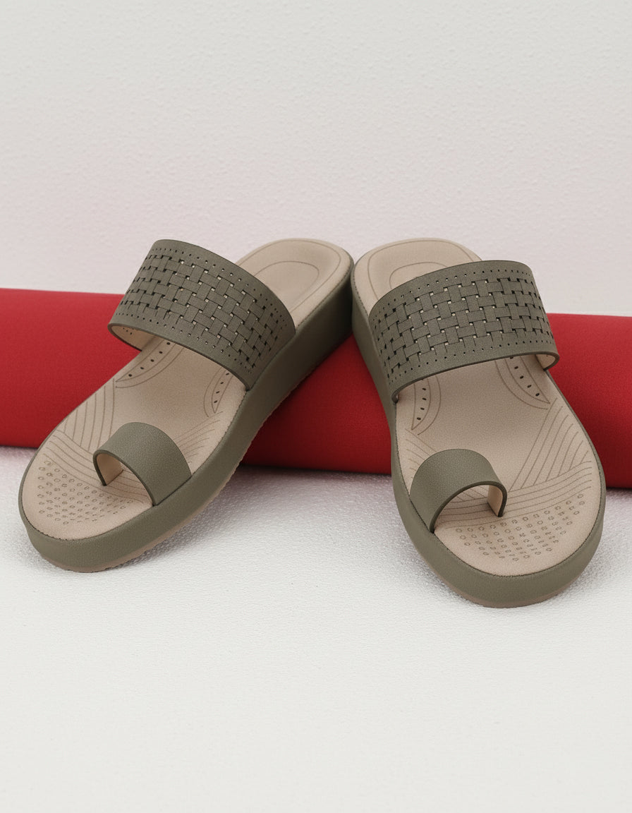 Olive Comfort Flats for women