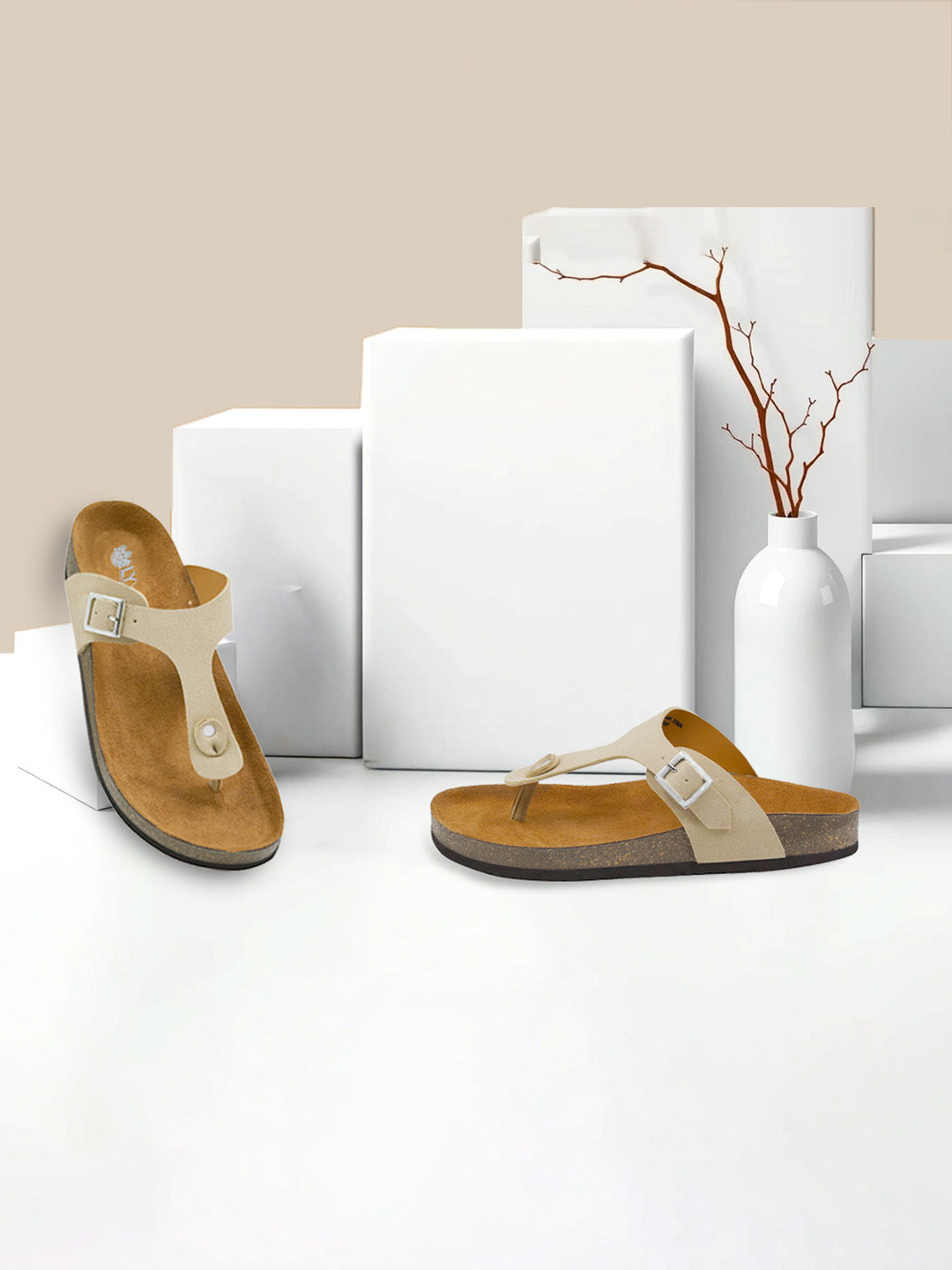 Beige Suede Sandals for Women - Regent