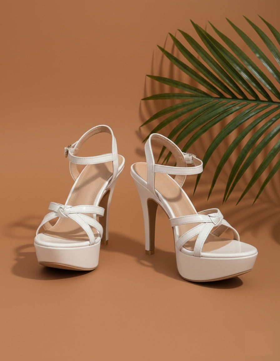 White Stiletto Sandals for women