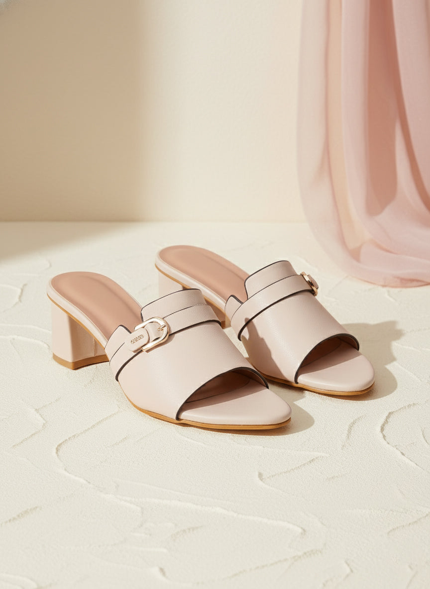 Beige Heels Sandals for Women