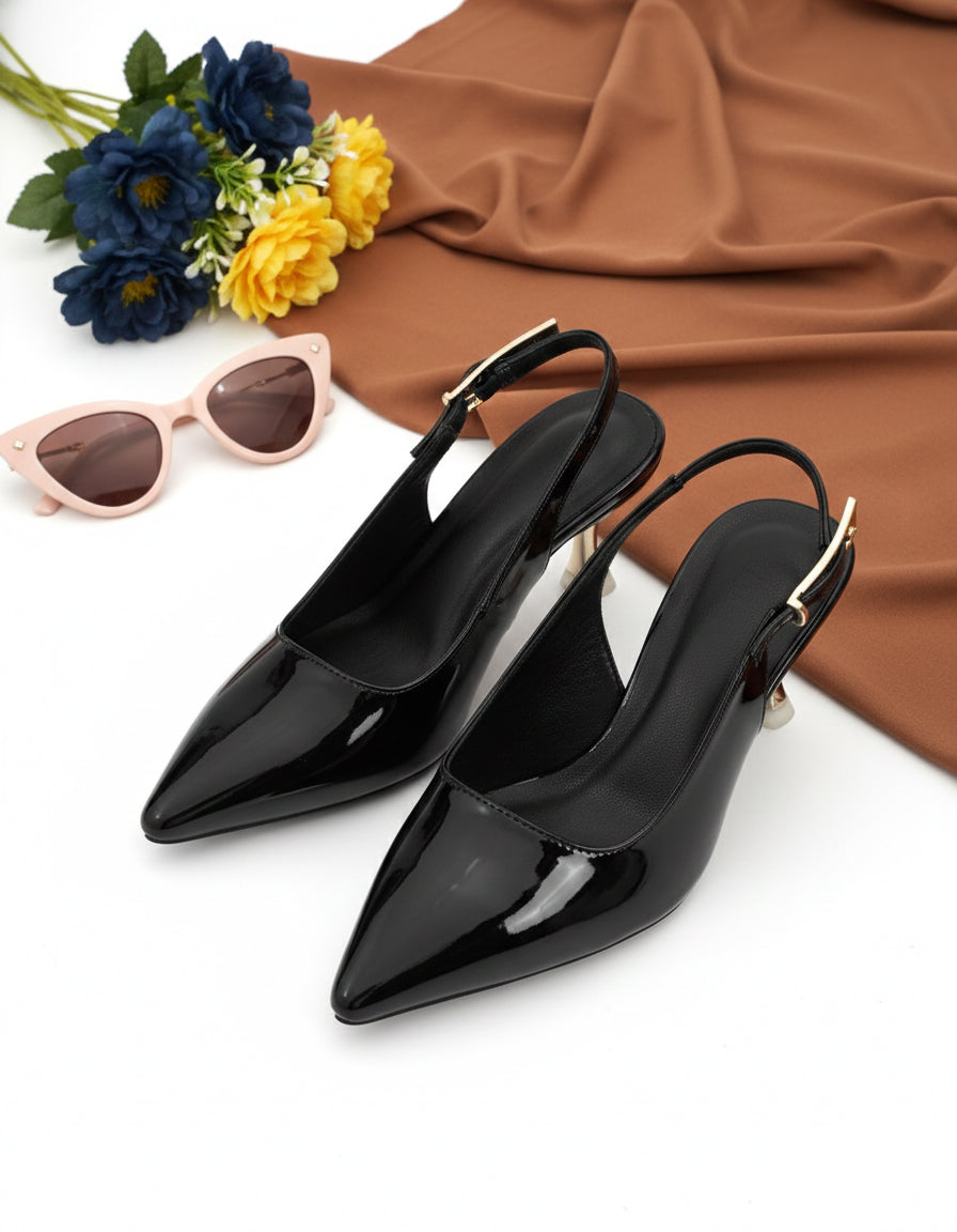 Black Kitten Heels Sandals for women