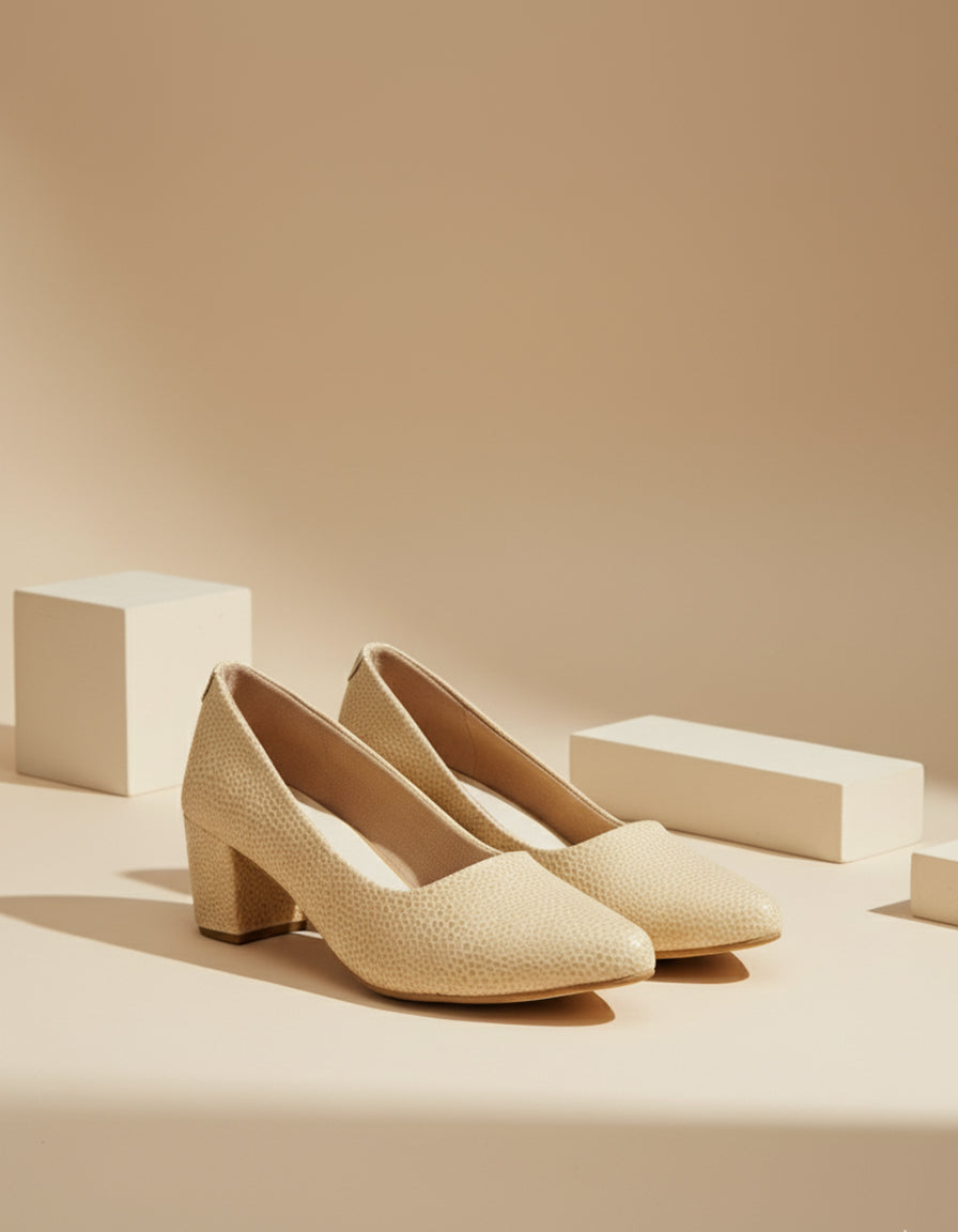 Cream Pumps Heels Sandals for women