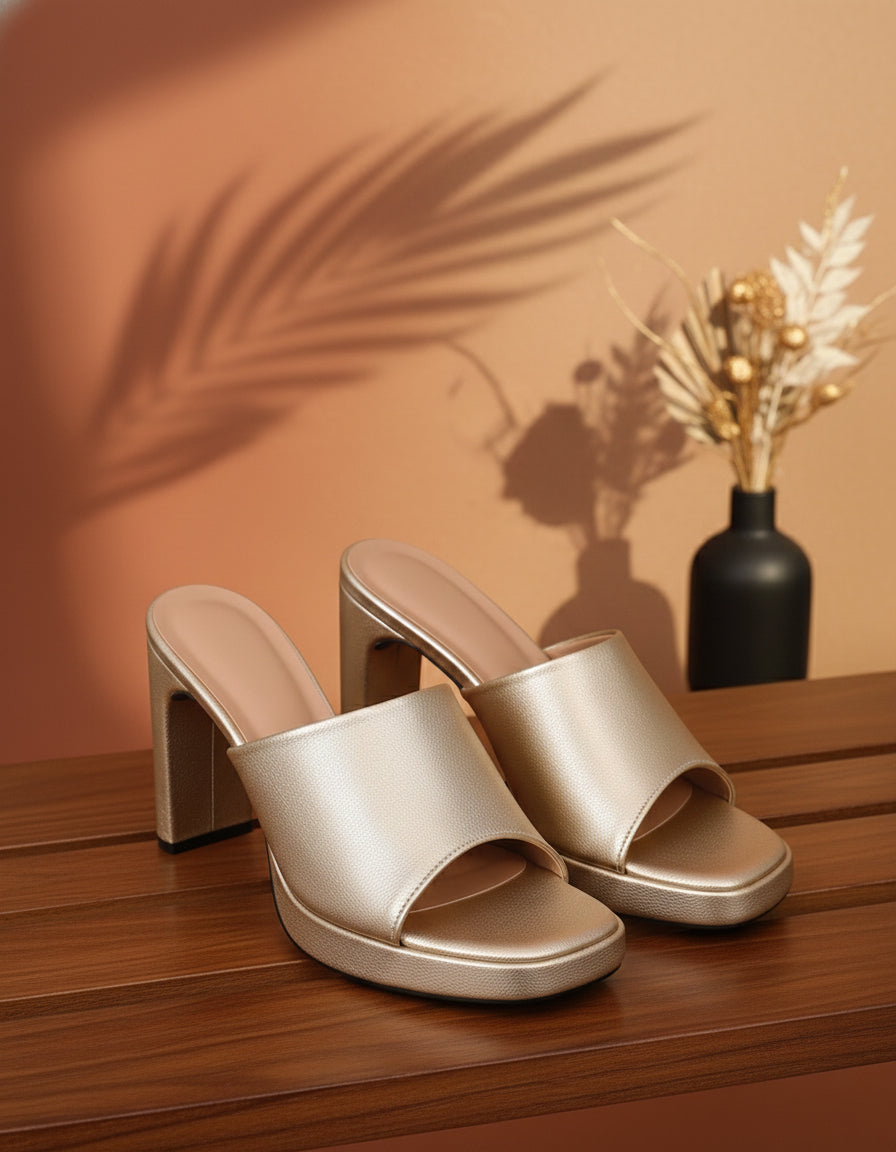 Golden Mule Sandals for women