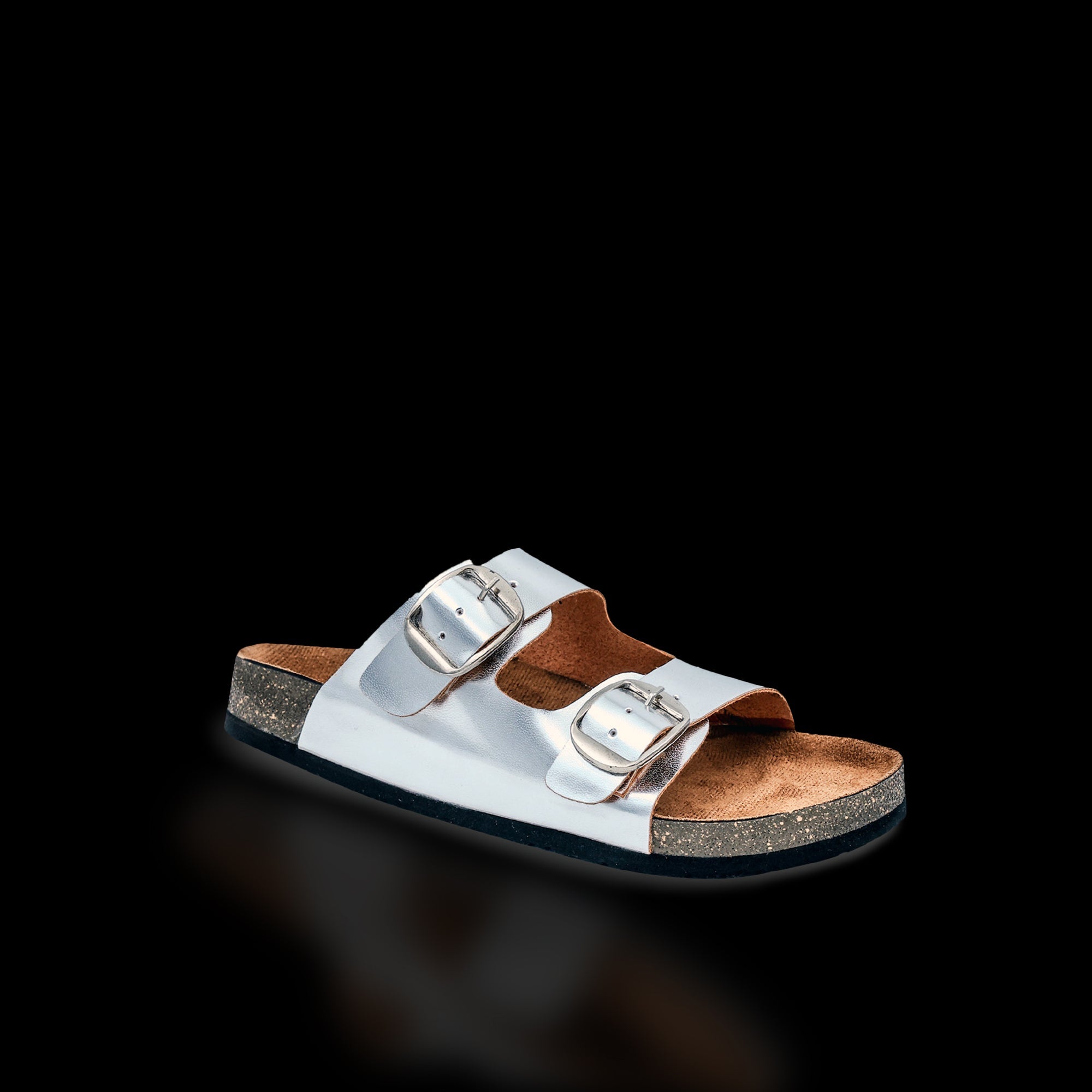 Silver Cork Flat Sandals for Women