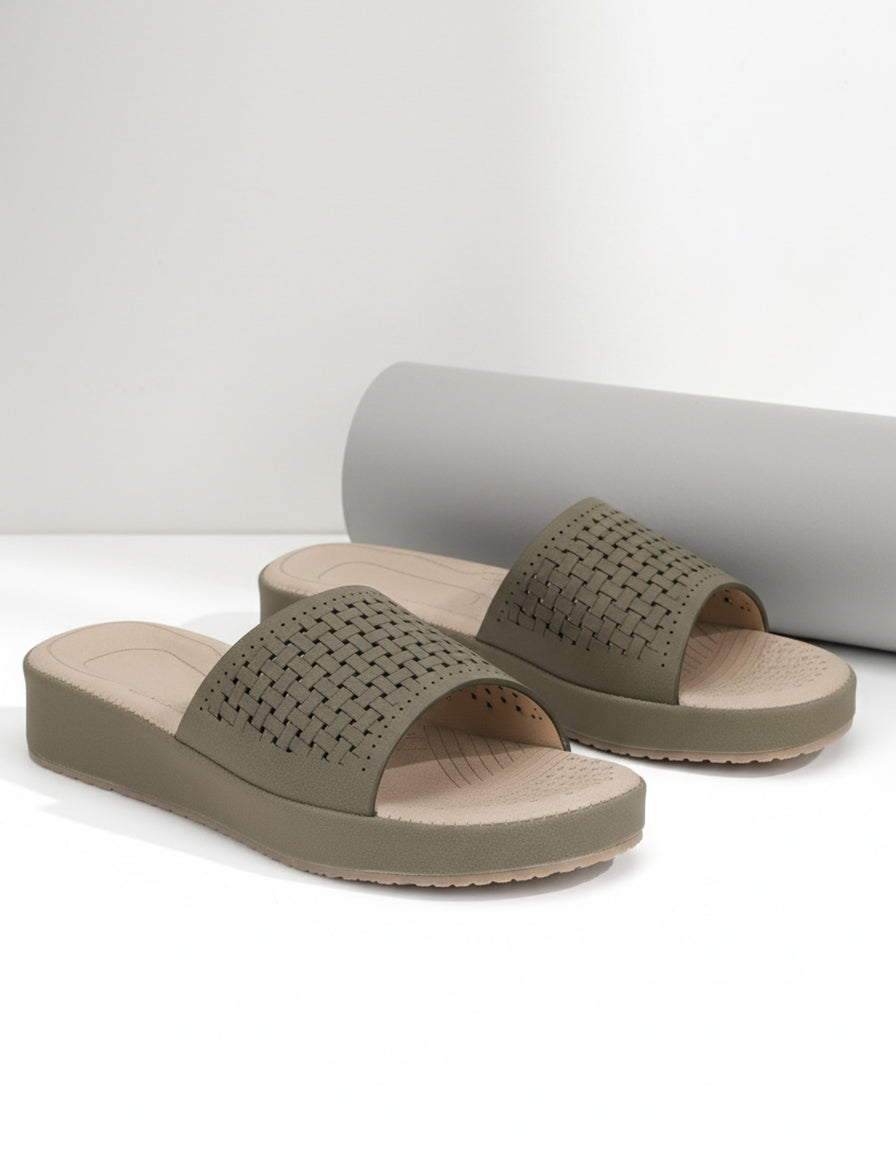 Olive Comfort Flats for women