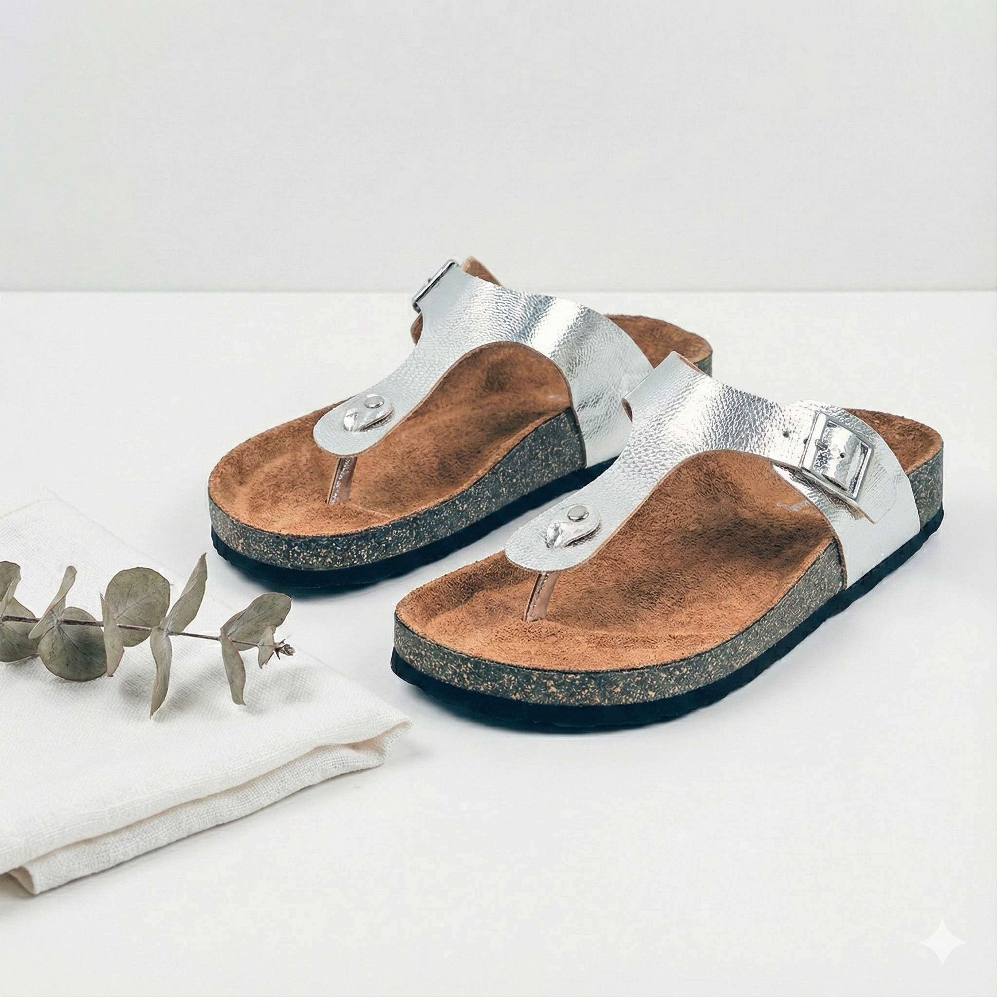 Silver L Grain Sandals for Women - Regent