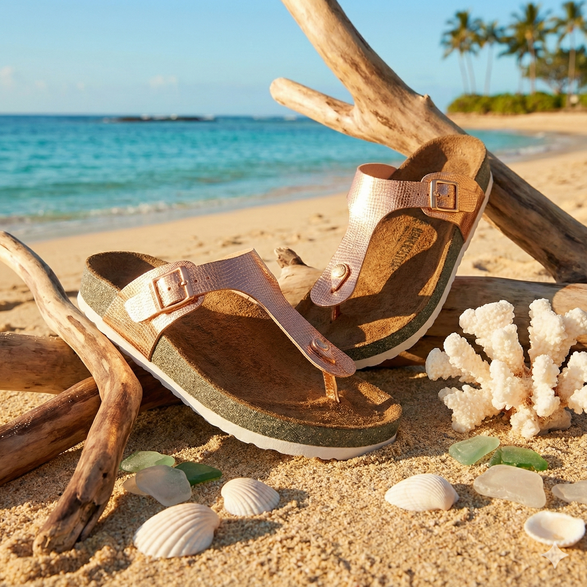 Rose gold L Grain Sandals for Women - Regent