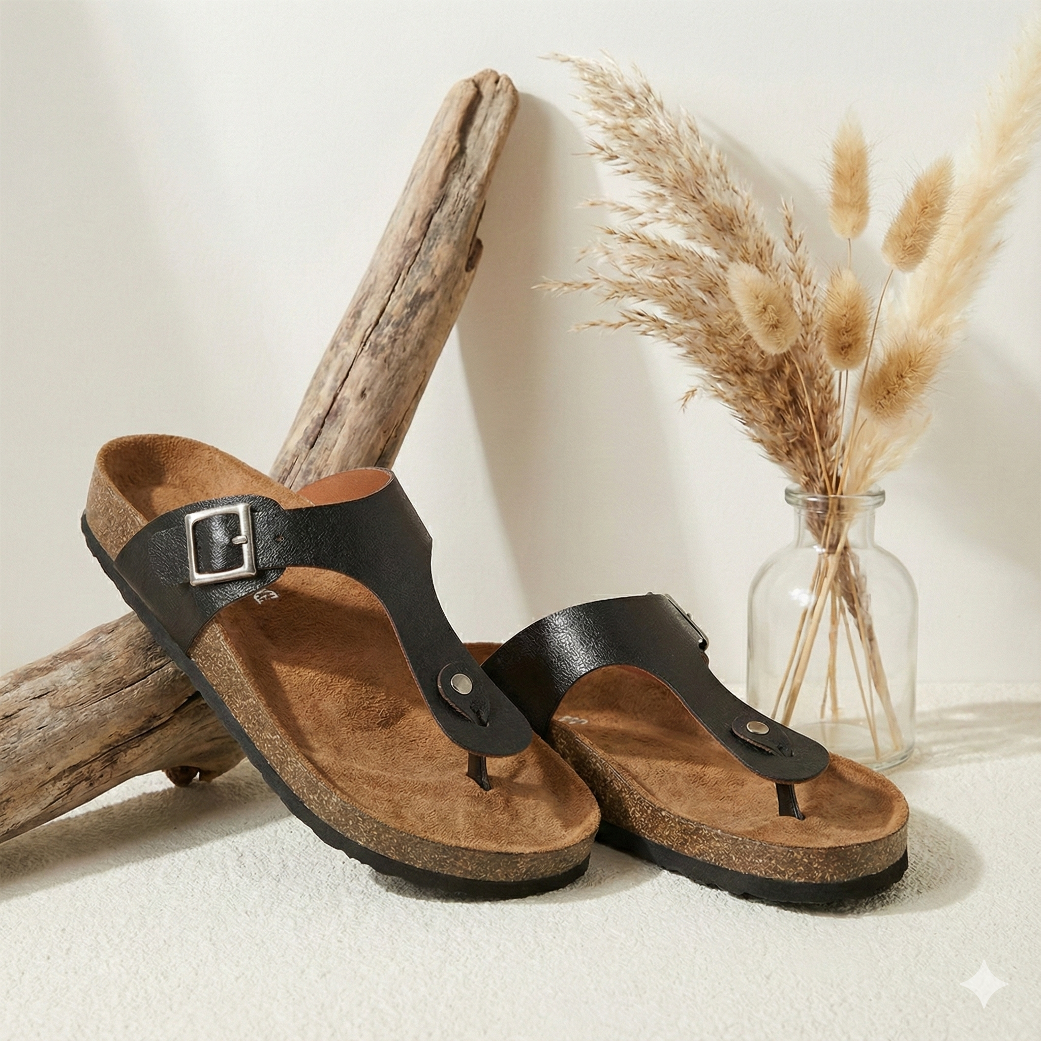 Black Plain Sandals for Women - Regent