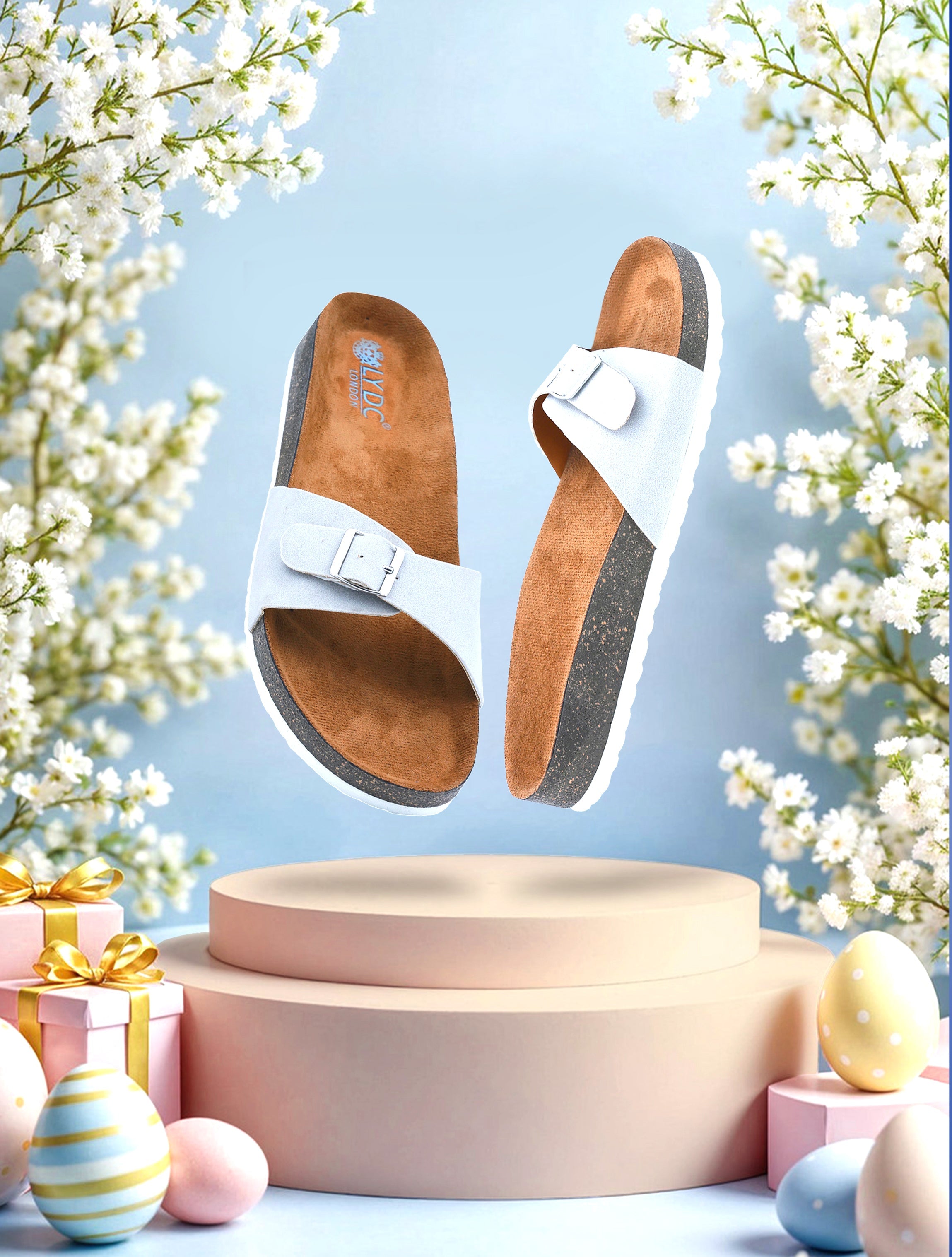 Grey Suede Sandals Women's Flat - Camden