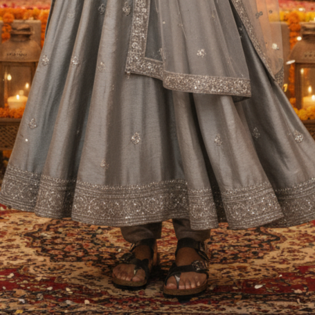 Gunmetal L Grain Sandals for Women - Soho