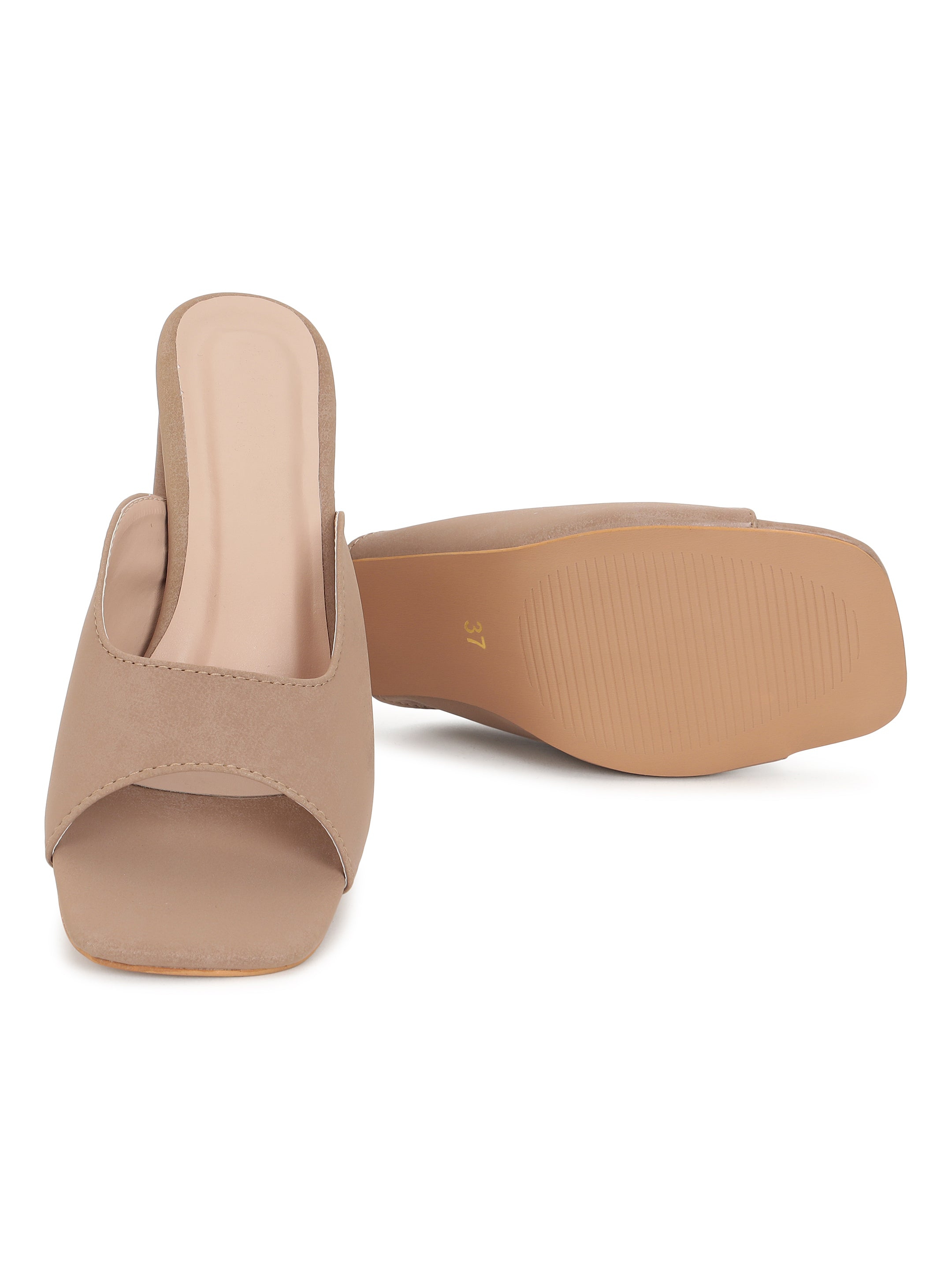 Beige Mule Heels Sandals for women