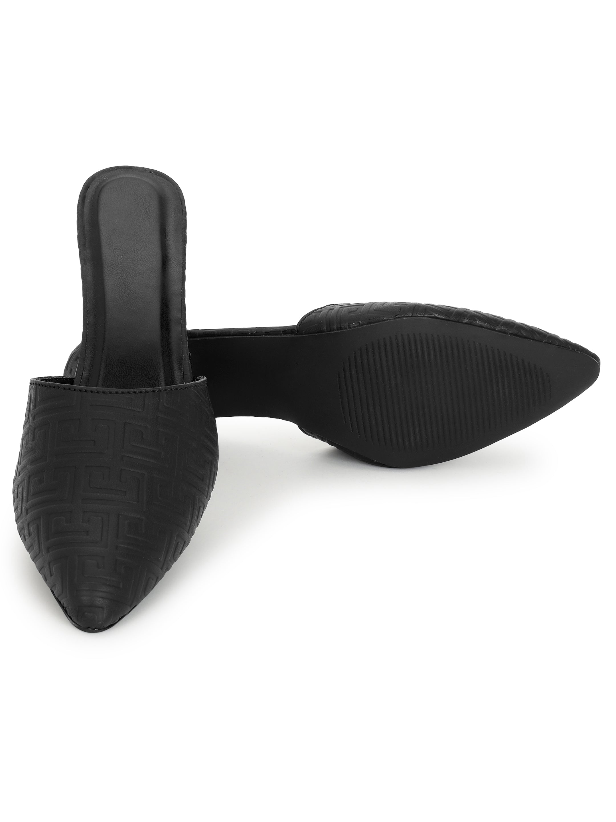 Black Mule Heels Sandals for women
