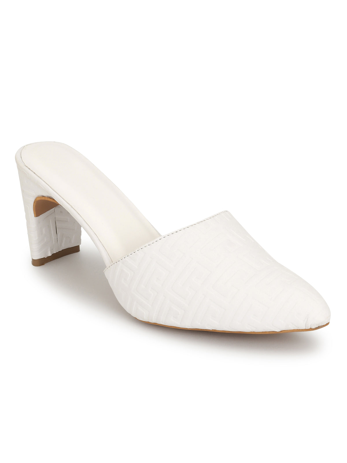White Mule Heels Sandals for women