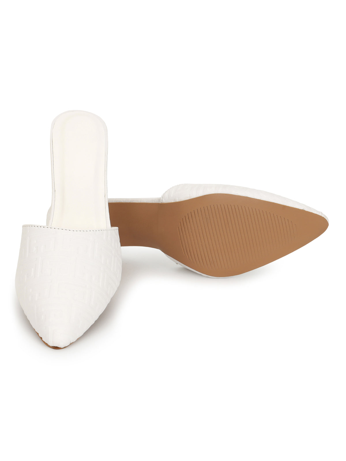 White Mule Heels Sandals for women
