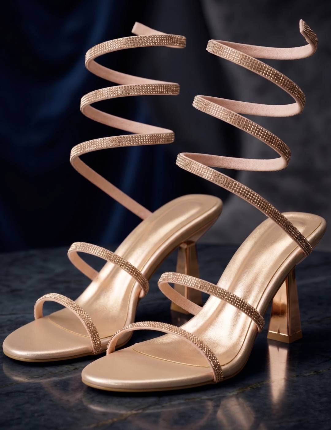 Rose Gold Kitten Heels Sandals for women
