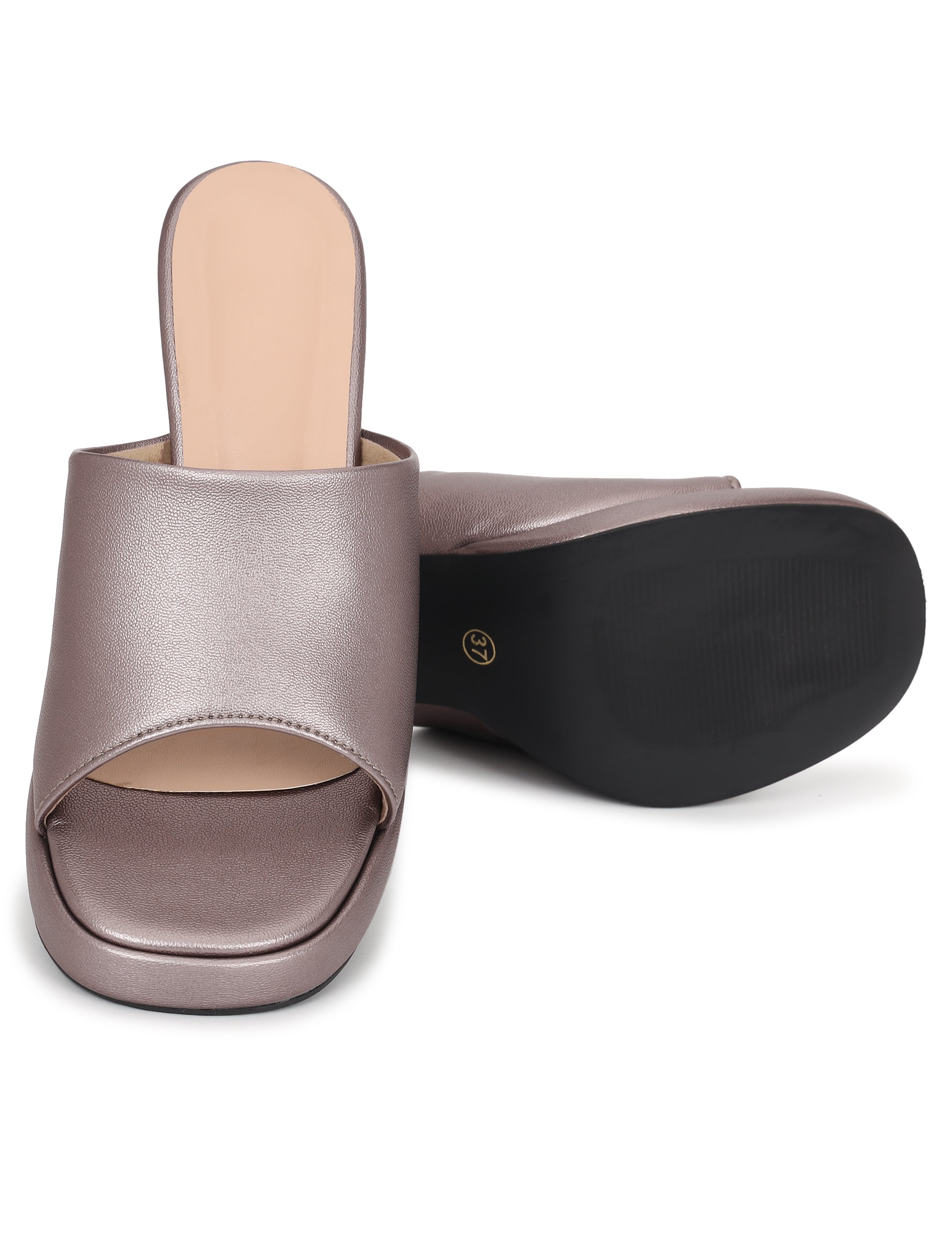 Gunmetal Mule Sandals for women