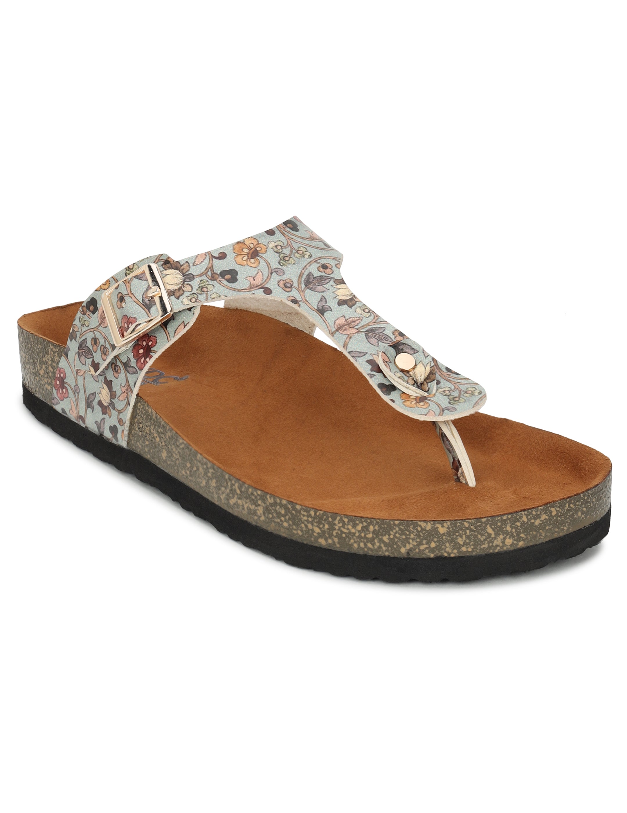 Women's Madhubani Print T Strap  Fashion Sandals - Regent