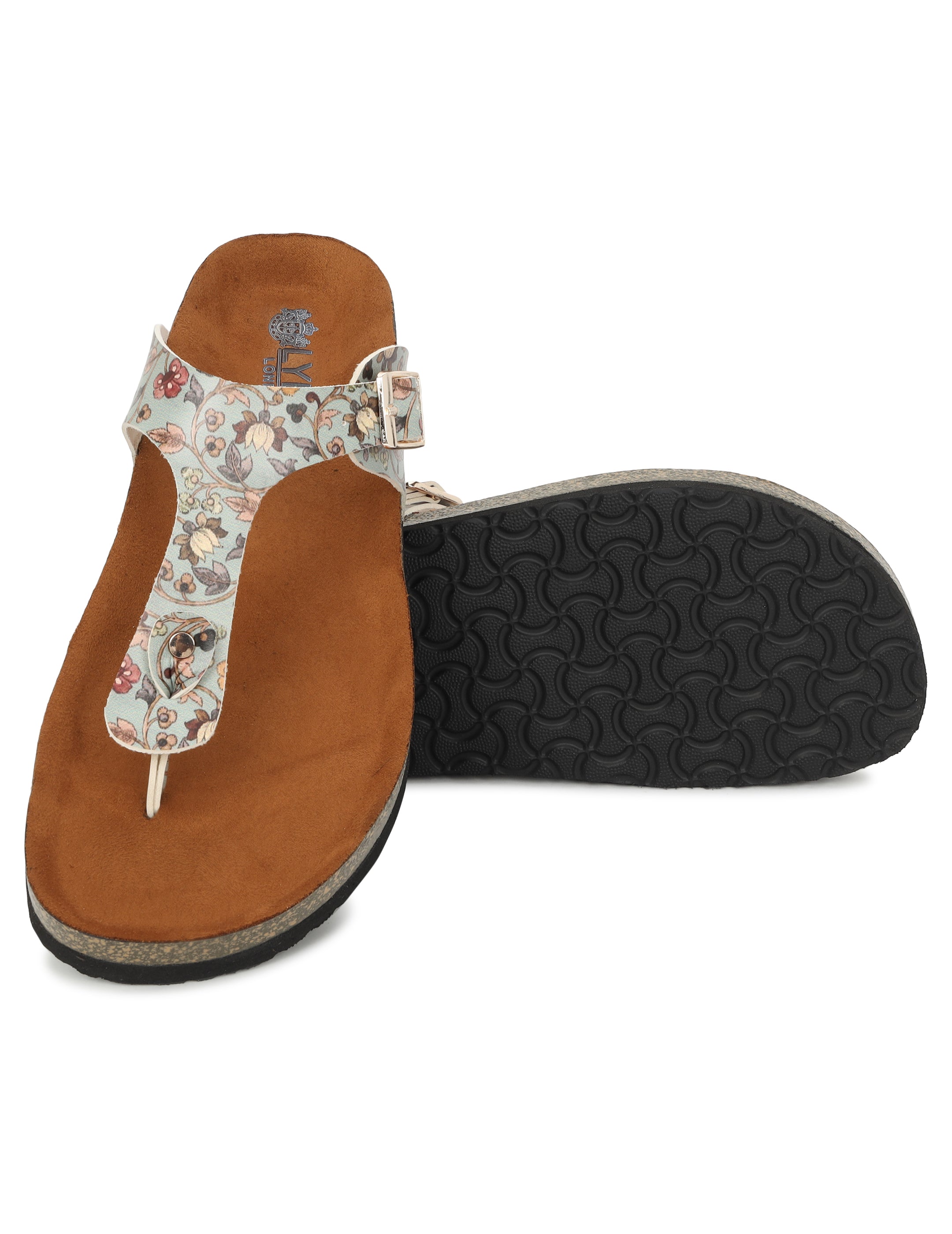 Women's Madhubani Print T Strap  Fashion Sandals - Regent
