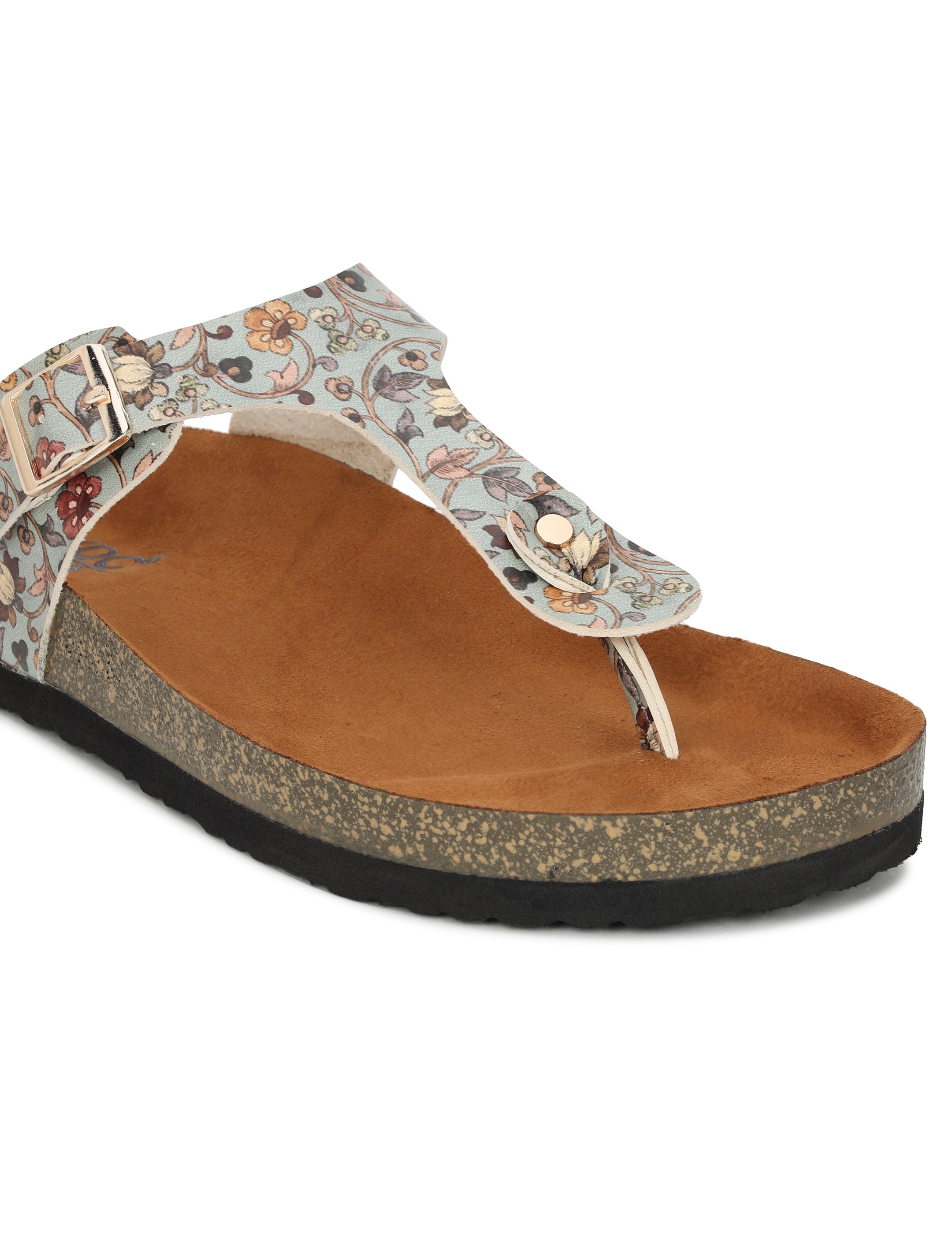 Women's Madhubani Print T Strap  Fashion Sandals - Regent