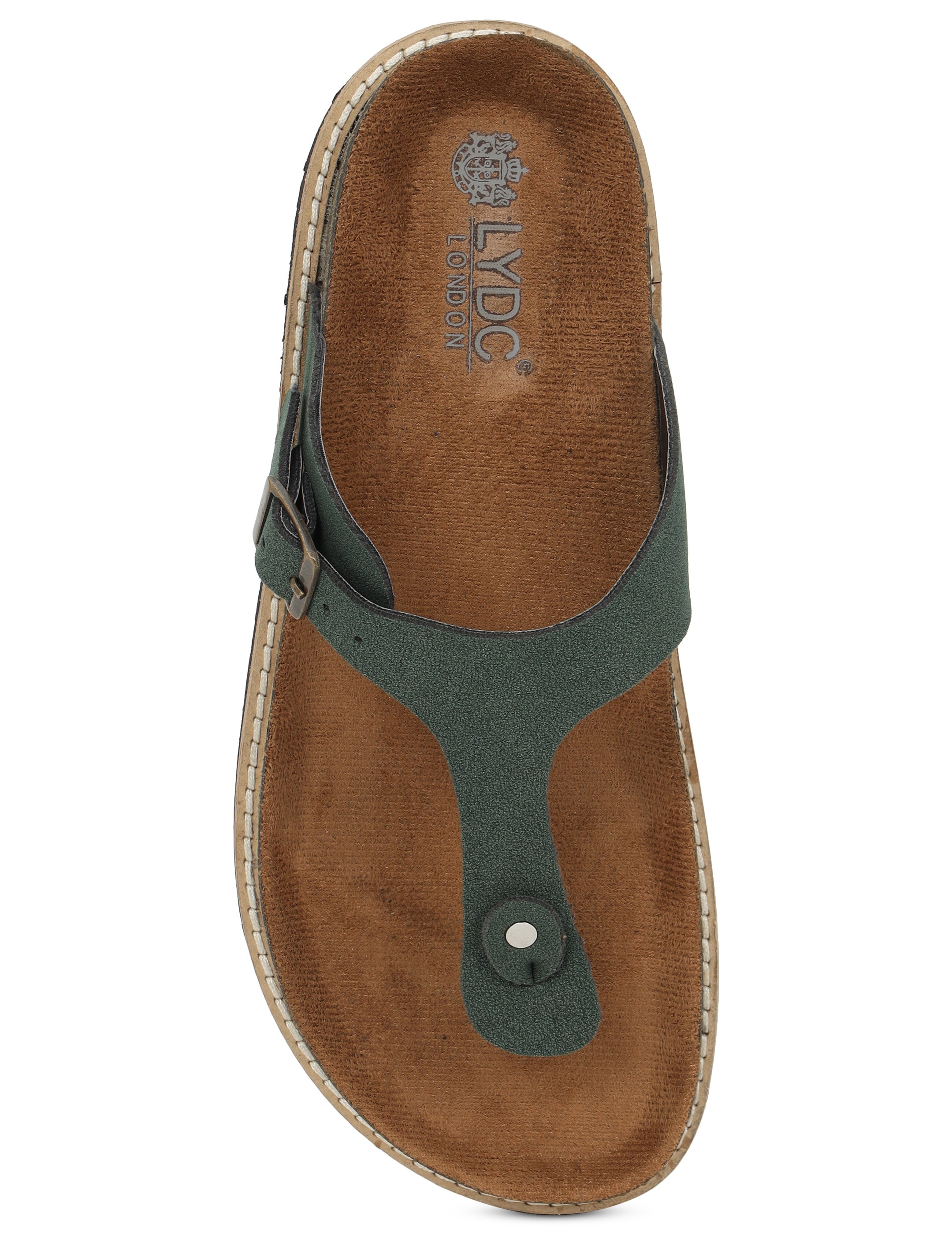Olive Suede Sandals For Women Welt-Crafted T-Strap Sandals