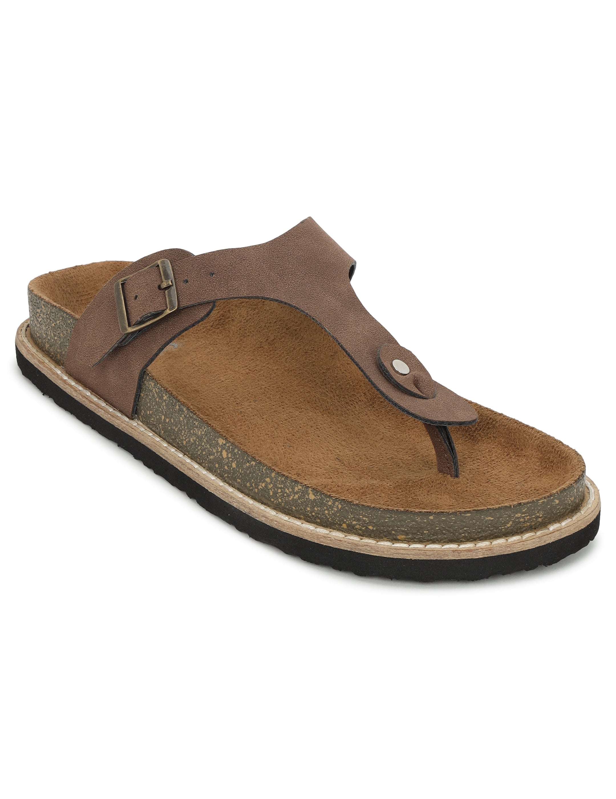 Brown Suede Sandals For Women Welt-Crafted T-Strap Sandals
