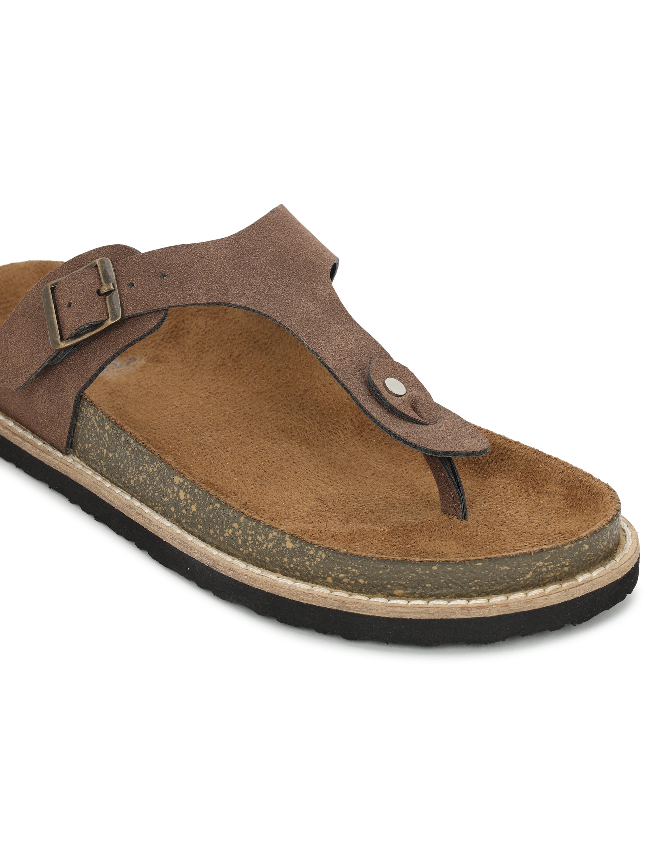 Brown Suede Sandals For Women Welt-Crafted T-Strap Sandals
