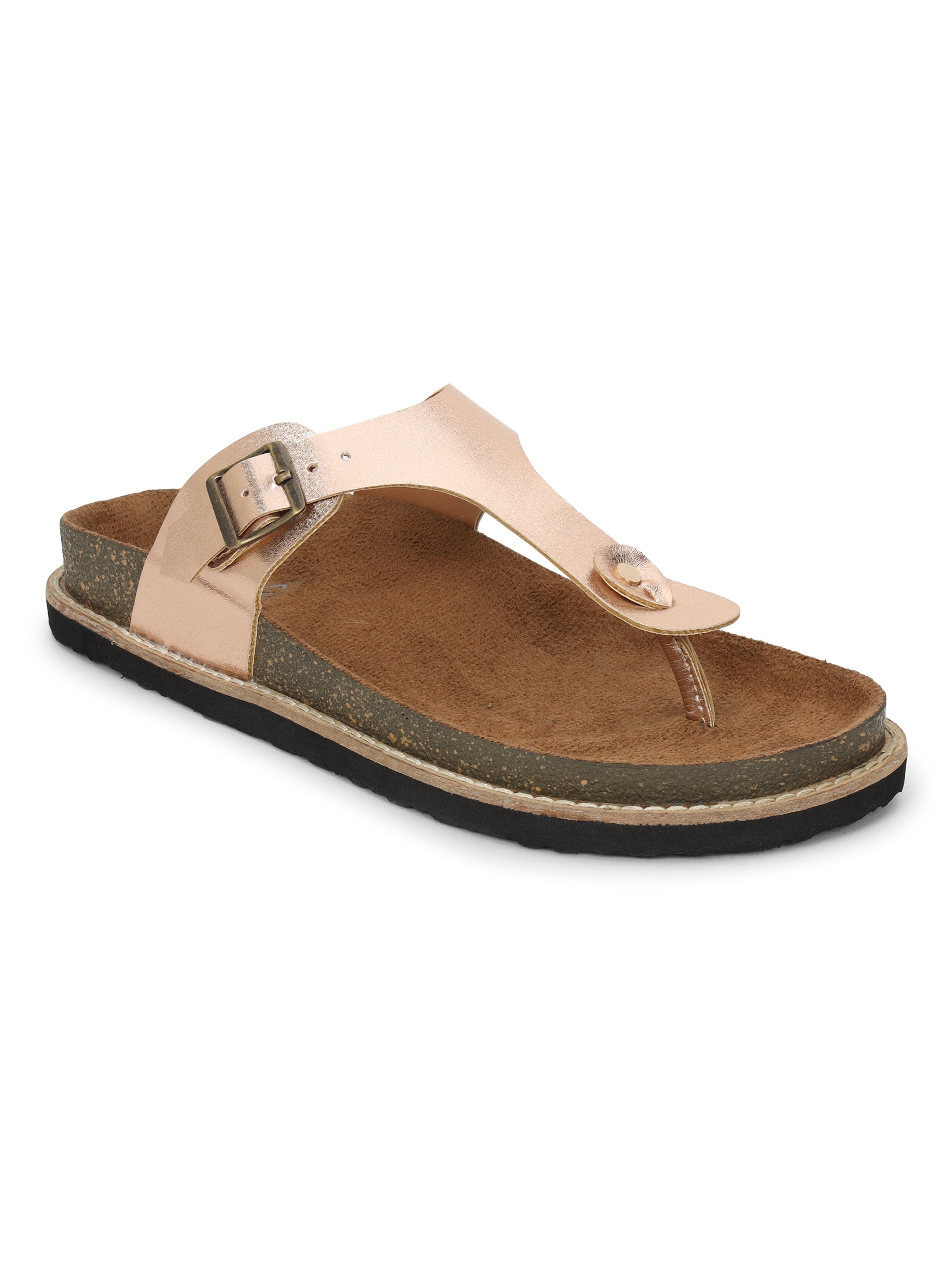 Rose Gold Sandals For Women Welt-Crafted T-Strap Sandals