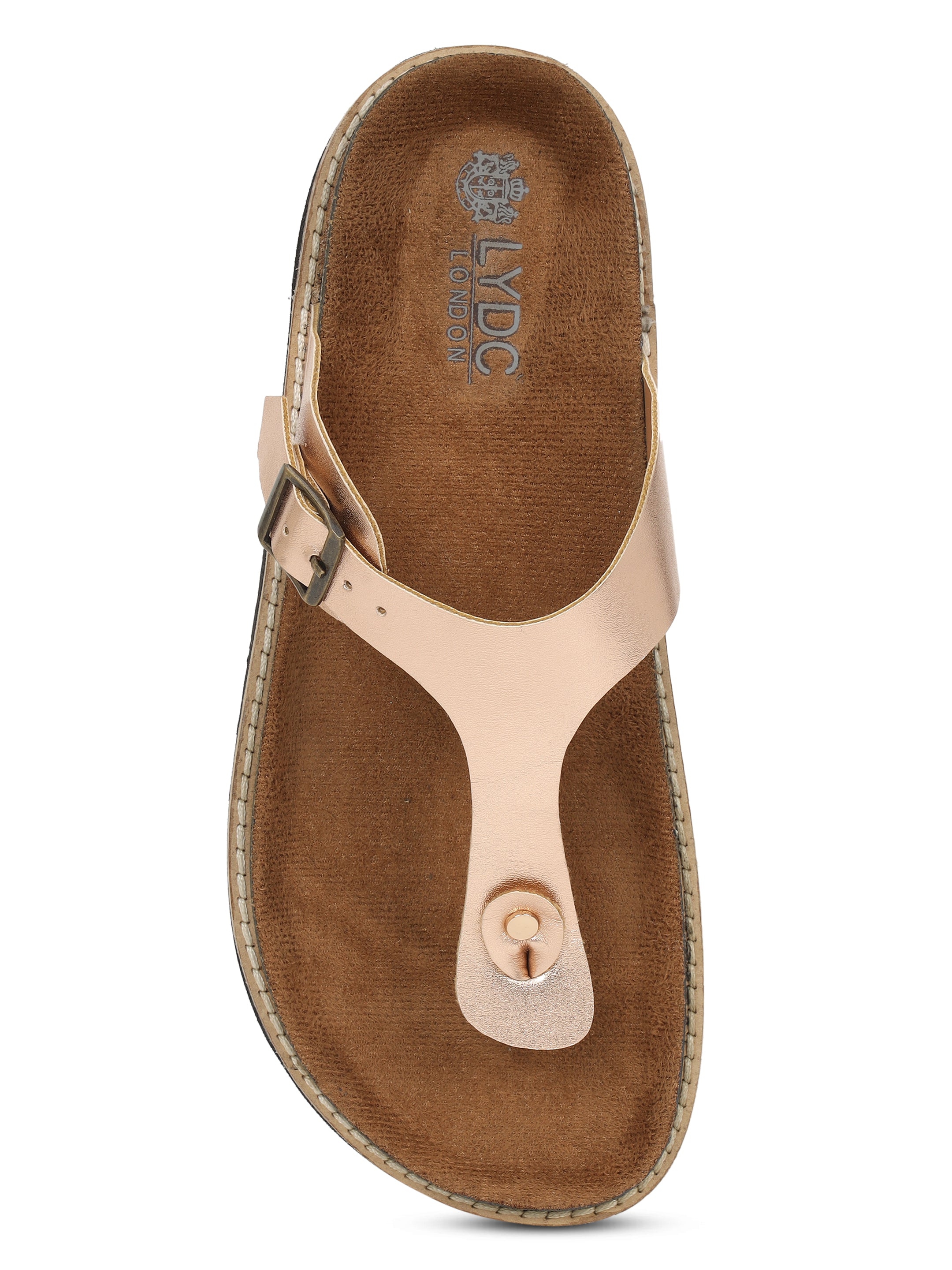 Rose Gold Sandals For Women Welt-Crafted T-Strap Sandals