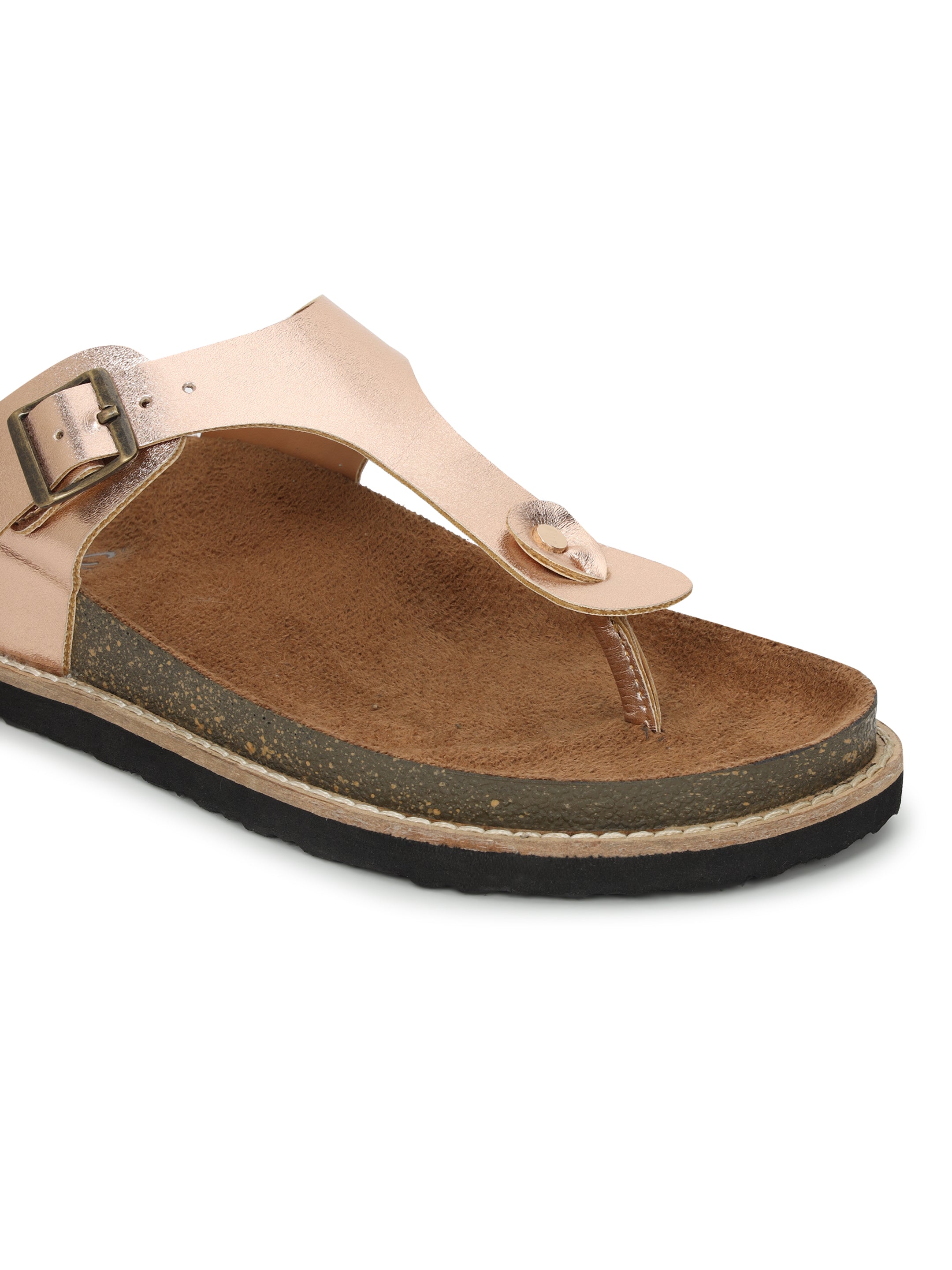 Rose Gold Sandals For Women Welt-Crafted T-Strap Sandals