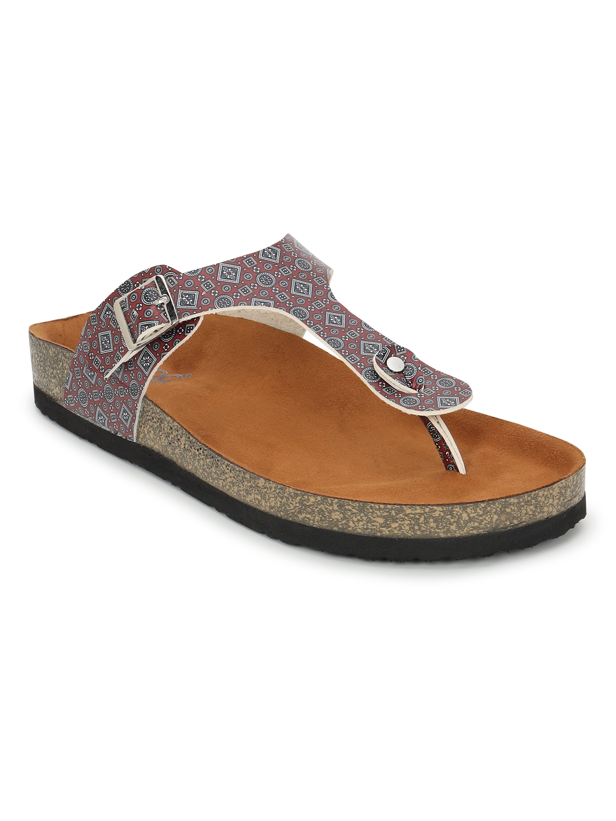 Women's Ajrak Print T Strap Fashion Sandals - Regent