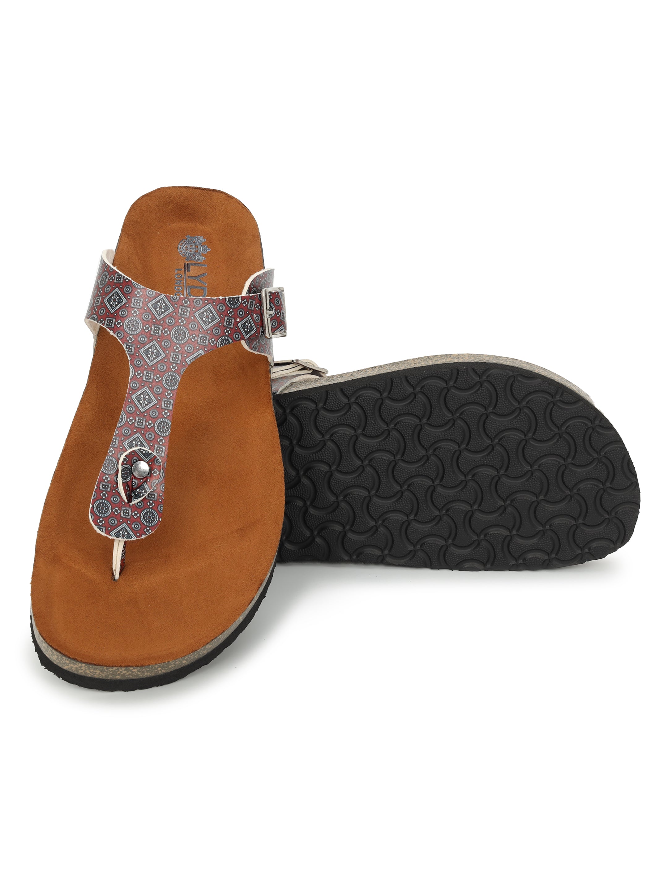 Women's Ajrak Print T Strap Fashion Sandals - Regent
