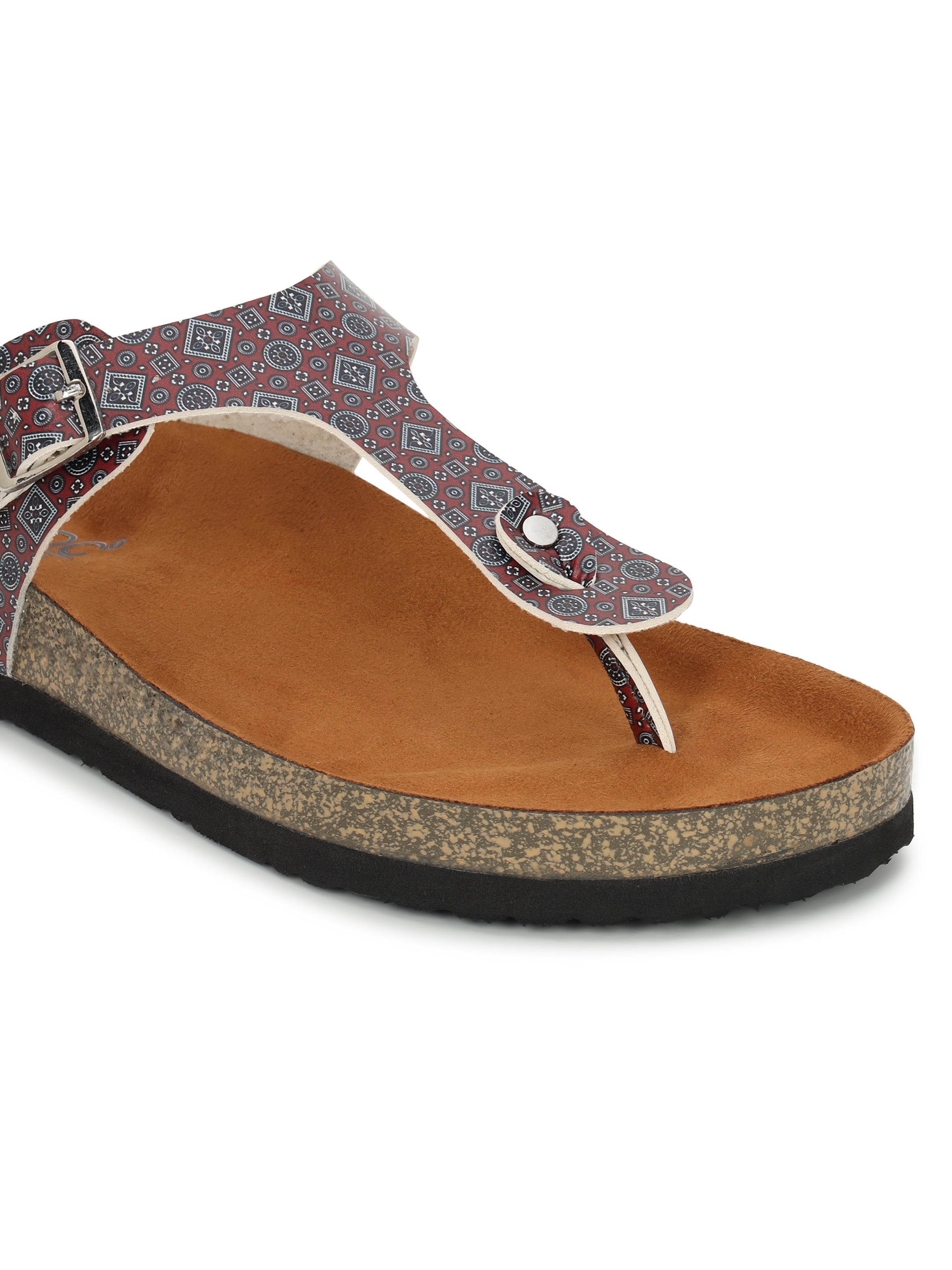 Women's Ajrak Print T Strap Fashion Sandals - Regent