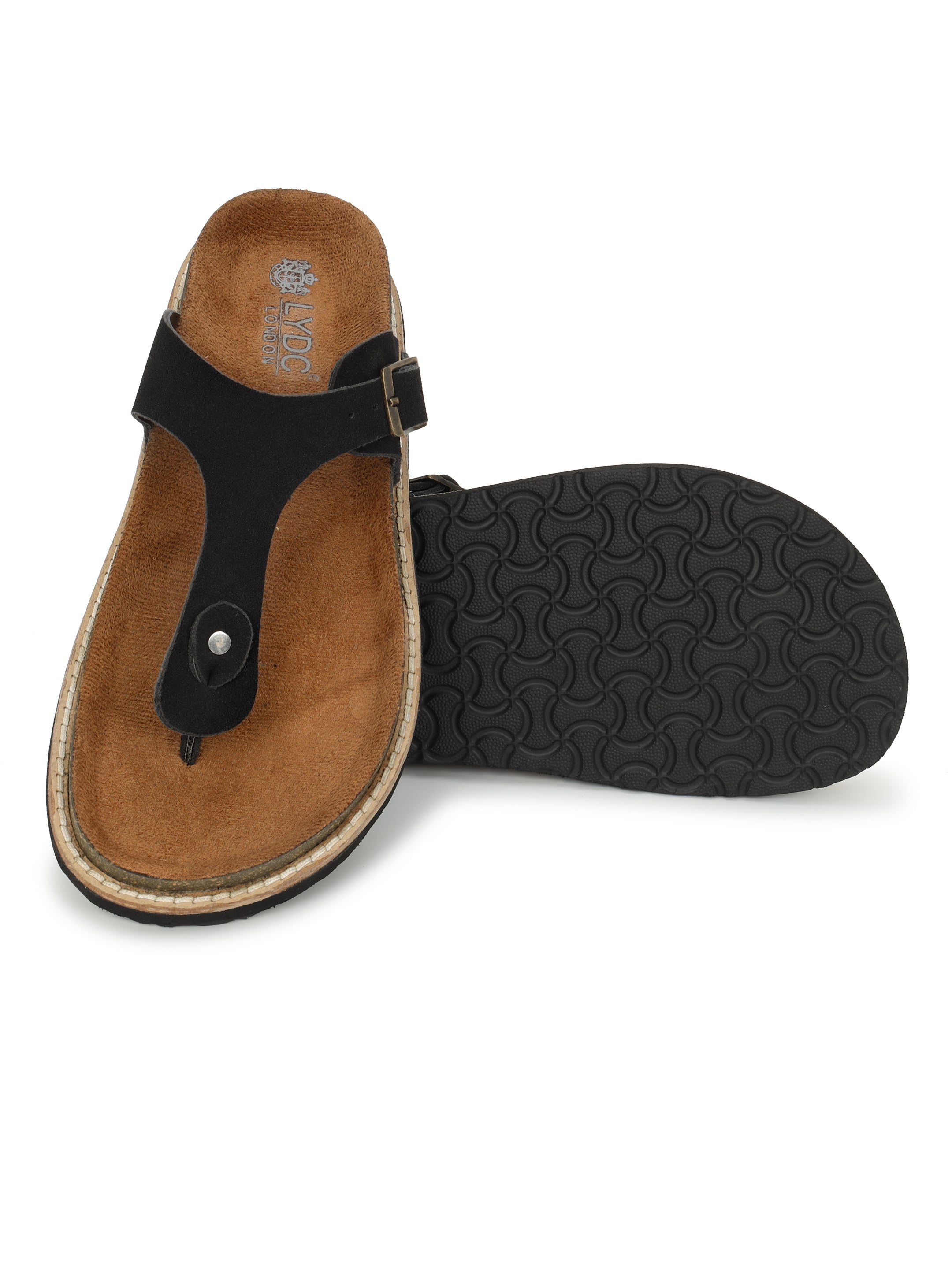 Black Suede Sandals For Women Welt-Crafted T-Strap Sandals